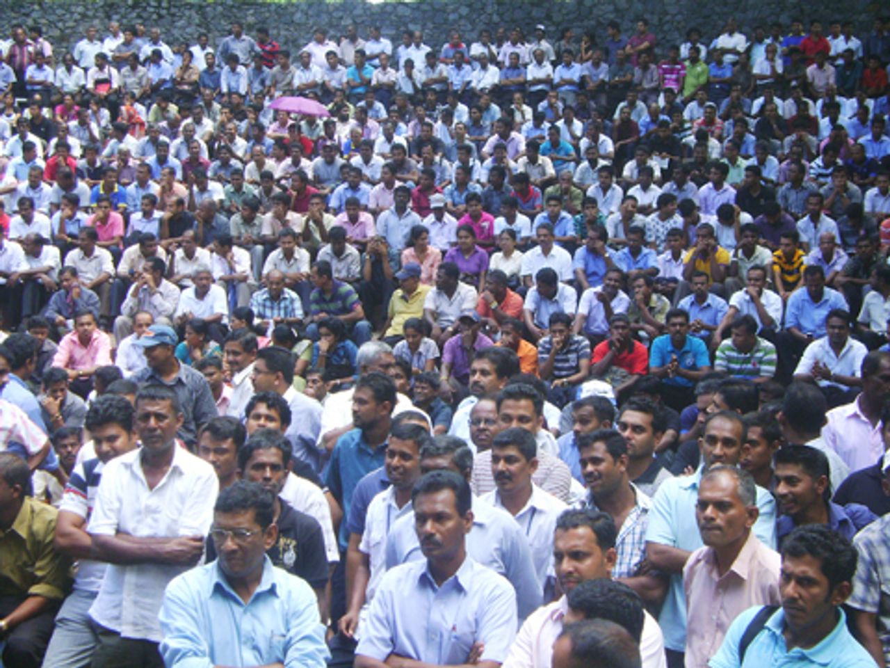 Sri Lankan telecom workers protest meeting Sri Lankan telecom workers protest meeting