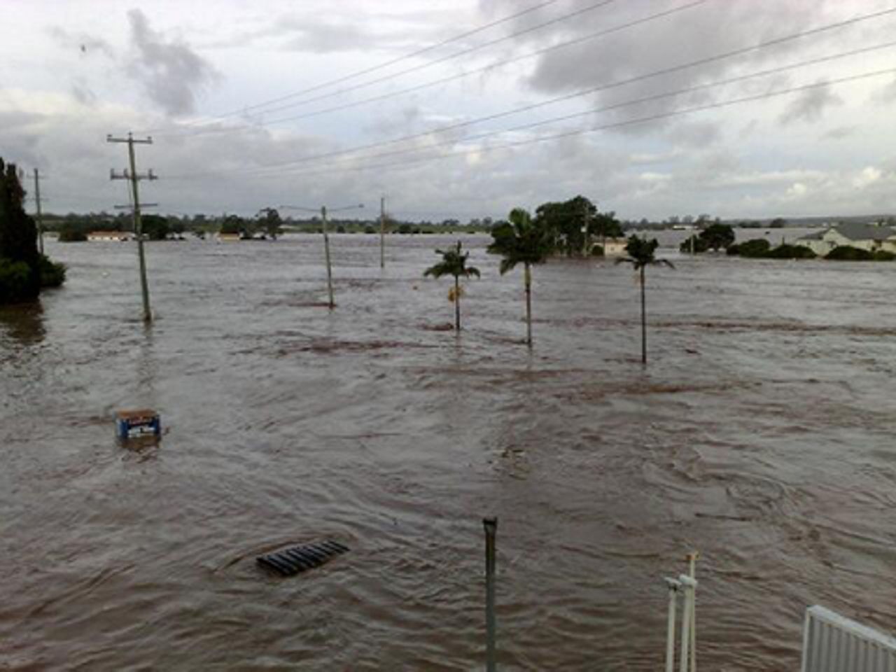Grantham and nearby vegetable crops engulfed Grantham and nearby vegetable crops engulfed