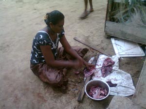 Woman preparing fish for dinner Woman preparing fish for dinner